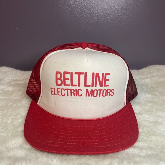 SuperCap Other - Vintage 80s Beltline Electric Motors Trucker Mesh Snapback Cap Hat Red/White